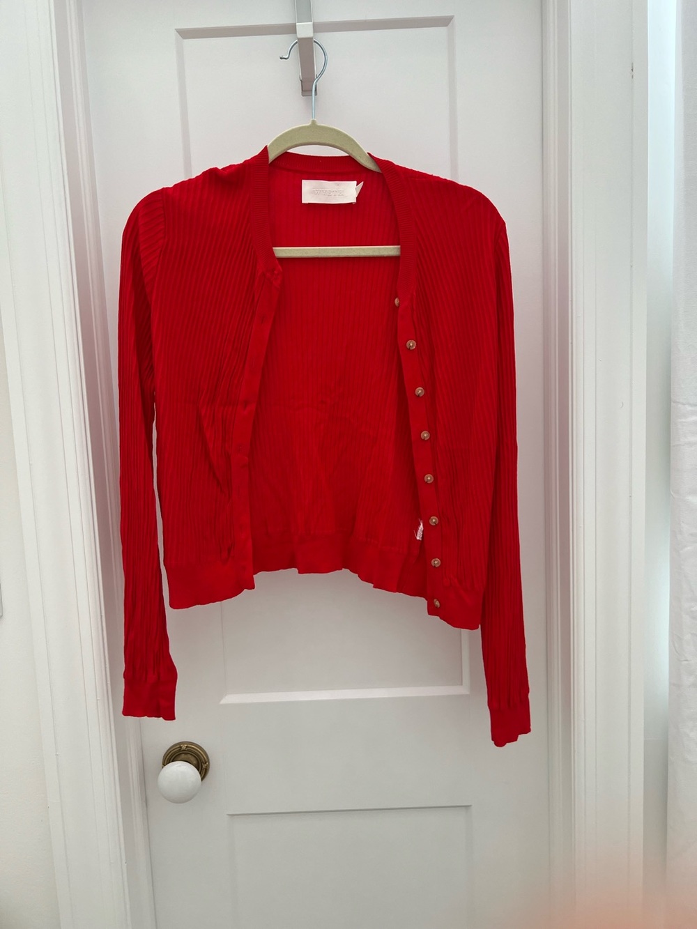 Wyeth Red Ribbed Long Dress with Matching Cardigan - Picture 6 of 8